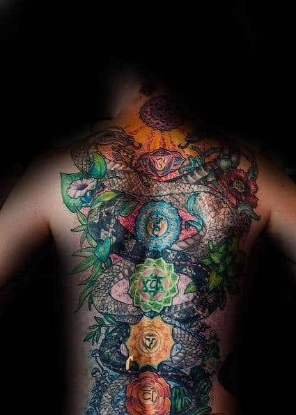 Cool Guys Snake Chakras Full Back Tattoos