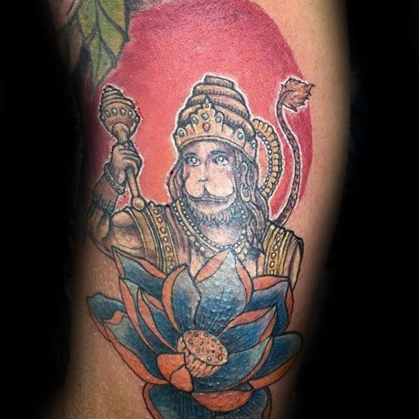 Cool Hinduism Hanuman Tattoo Design Ideas For Male On Arm