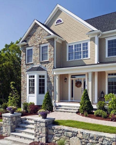 natural brick stone accent siding