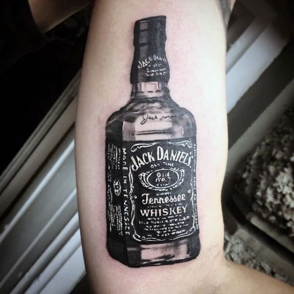 Cool Jack Daniels Inner Arm Bicep Tattoos For Men