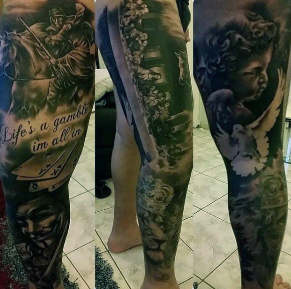Cool Last Supper Leg Sleeve Tattoo Ideas For Men