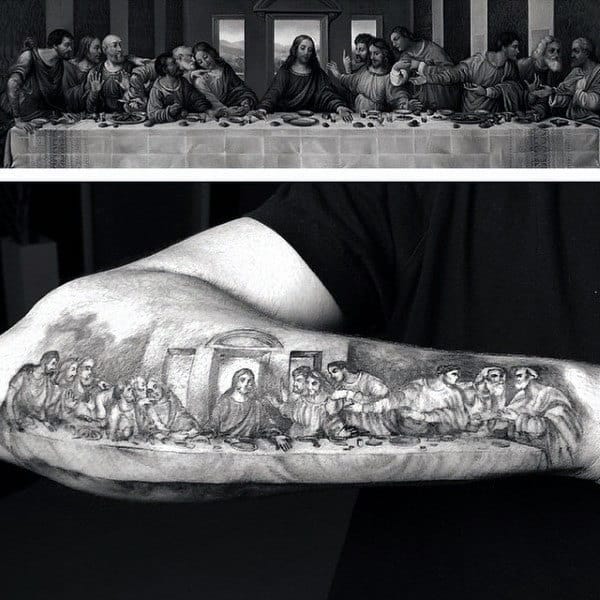 Cool Last Supper Outer Forearm Male Tattoos