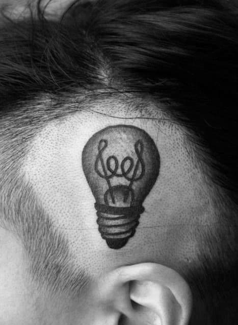 Cool Light Bulb Head Tattoo For Men