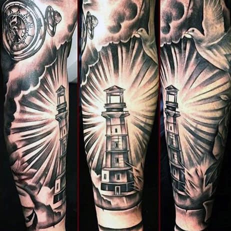 Cool Lighthouse Tattoos For Men
