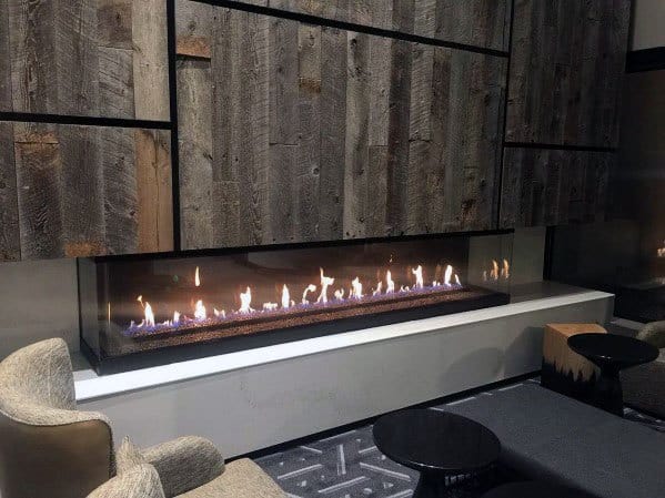 glass linear fireplace