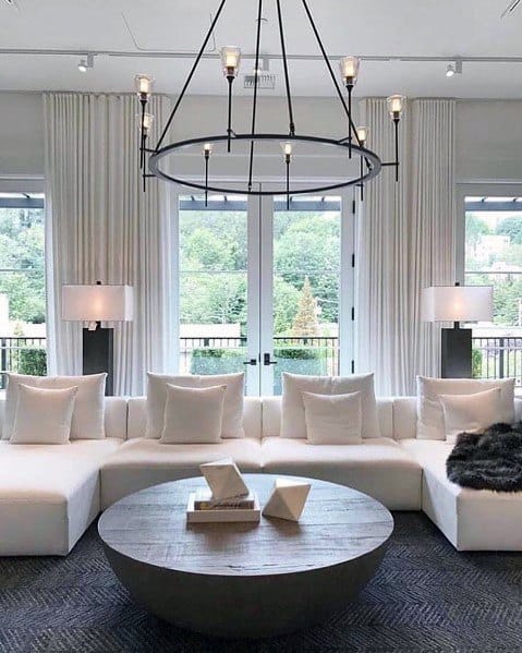 Cool Living Room Lighting Design Ideas Black Round Large Chandelier