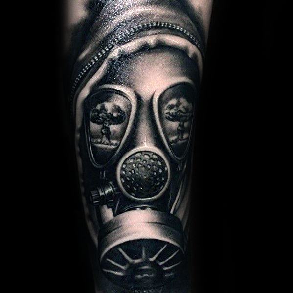 Cool Male 3d Forearm Sleeve Mushroom Cloud Tattoo Designs