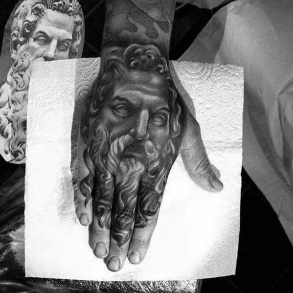 Cool Male 3d Hand Shaded Socrates Tattoo Designs