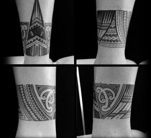 Cool Male Ankle Polynesian Tribal Band Tattoo Designs