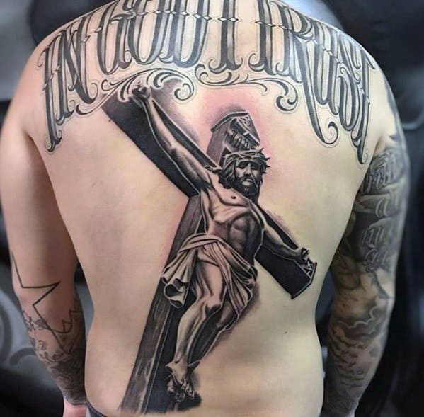 Cool Male Back 3d Jesus Tattoo Designs