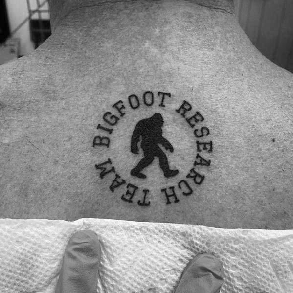 Cool Male Bigfoot Tattoo Designs On Upper Back