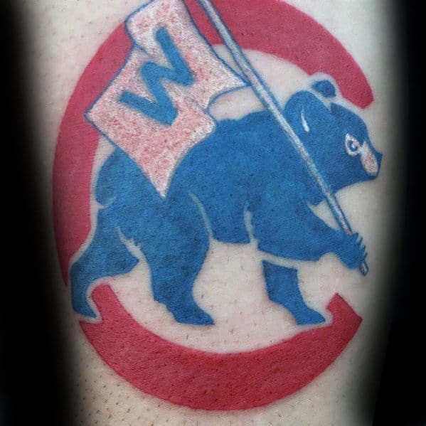 Cool Male Chicago Cubs Tattoo Designs On Forearm