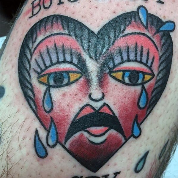 Cool Male Crying Heart Tattoo Designs On Arm