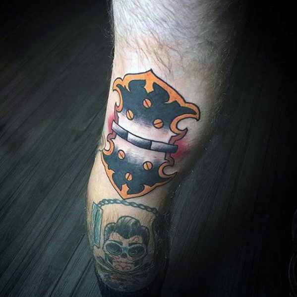 Cool Male Door Hinge Knee Crease Ditch Tattoo Designs