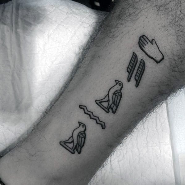 Cool Male Leg Hieroglyphics Tattoo Designs