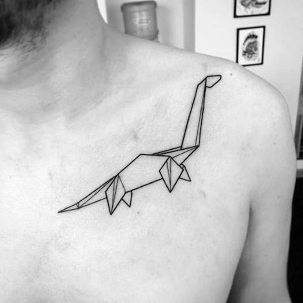 Cool Male Loch Ness Monster Upper Chest Tattoo Designs