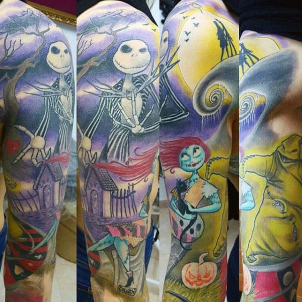 Cool Male Night Before Christmas Sleeve Tattoos