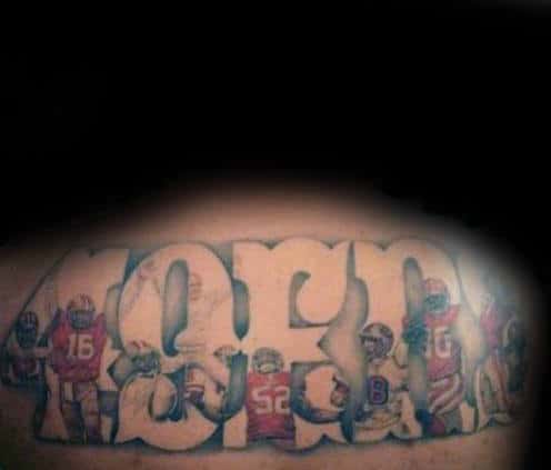 Cool Manly Mens Upper Back San Francisco 49ers Tattoo Ideas