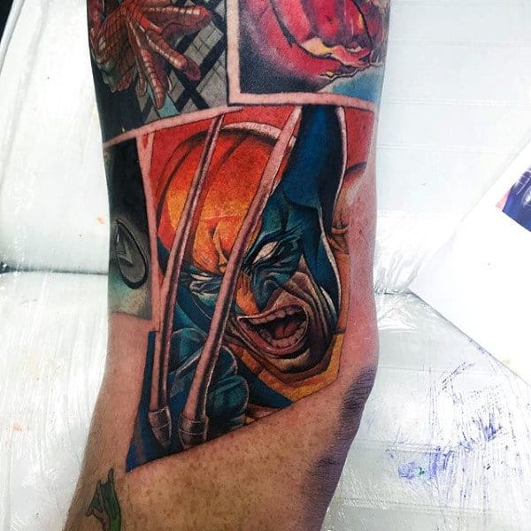Cool Marvel Comic Wolverine Male Arm Tattoo Ideas