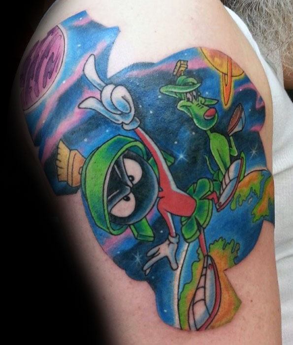 Cool Marvin The Martian Male Arm Tattoos