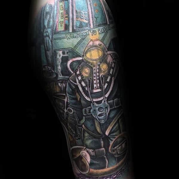 Cool Mens Bioshock Video Game Inspired Sleeve Tattoos