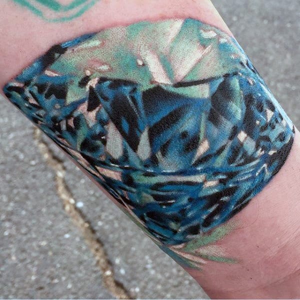 Cool Mens Blue And Light Teal Diamond Wrist Tattoos