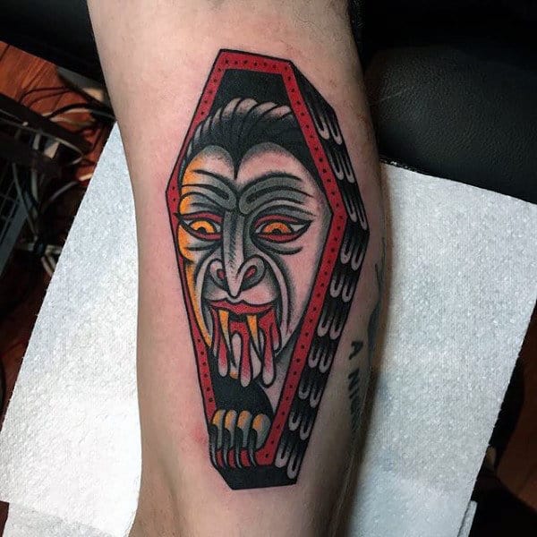 Cool Mens Coffin Vampire Tattoo