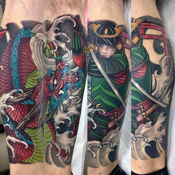 Cool Mens Dragon Leg Sleeve Tattoo Ideas