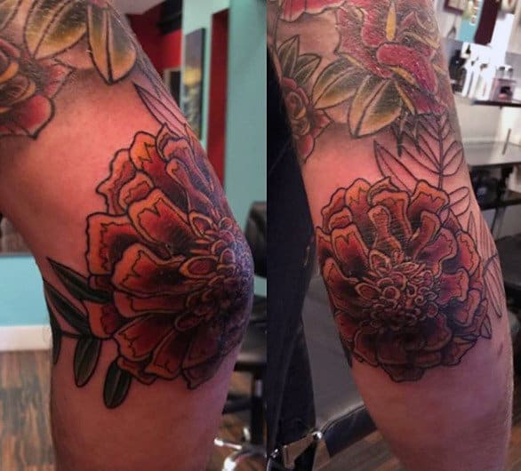 Cool Mens Elbow Tattoo Of Flower