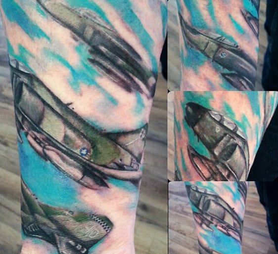 Cool Mens Fighter Jet Forearm Usaf Sleeve Tattoo