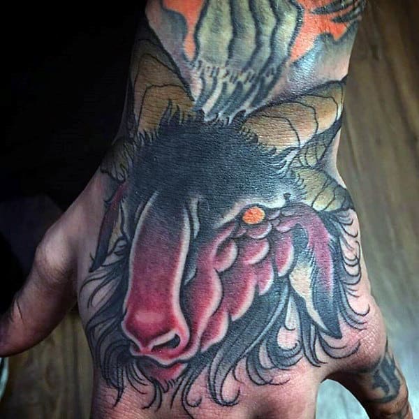 Cool Mens Goat Hand Tattoos