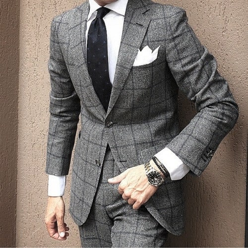 Cool Mens Grey Suit Style Inspiration With Black Tie And White Pocket Square