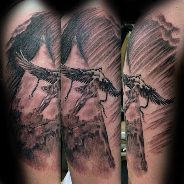Cool Mens Icarus Arm Tattoo Ideas