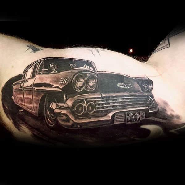 Cool Mens Inner Arm Bicep Vintage Chevy Tattoo