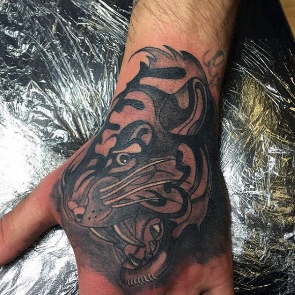 Cool Mens Japanese Tiger Hand Tattoos