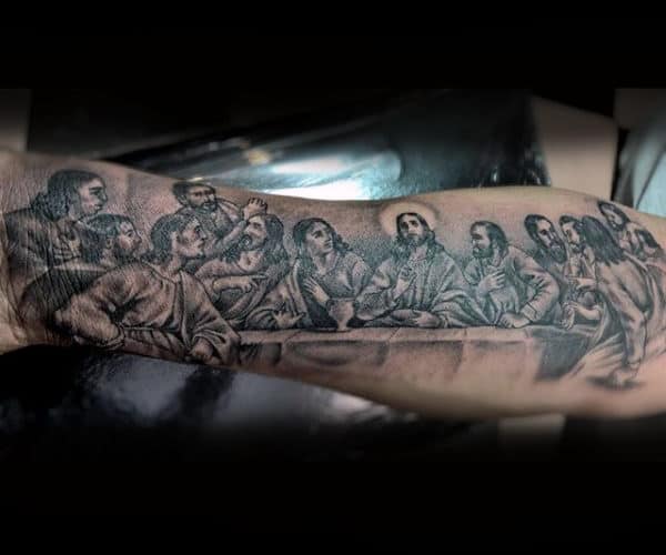 Cool Mens Last Supper Jesus With Apostles Tattoo Designs