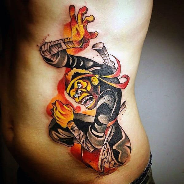 Cool Mens Ninja Rib Tattoo Ideas