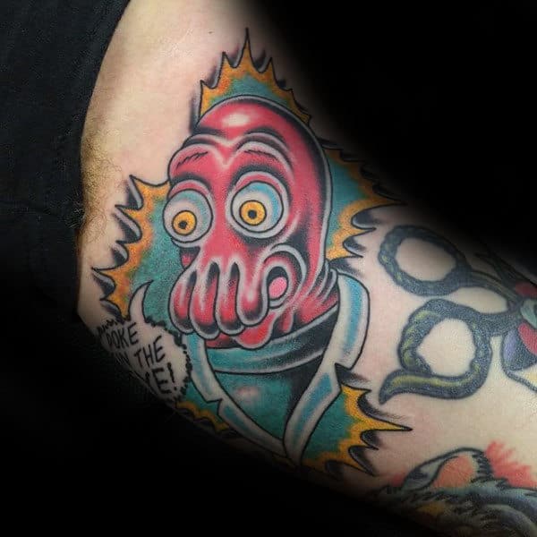 Cool Mens Old School Futurama Zoidberg Tattoos On Arm