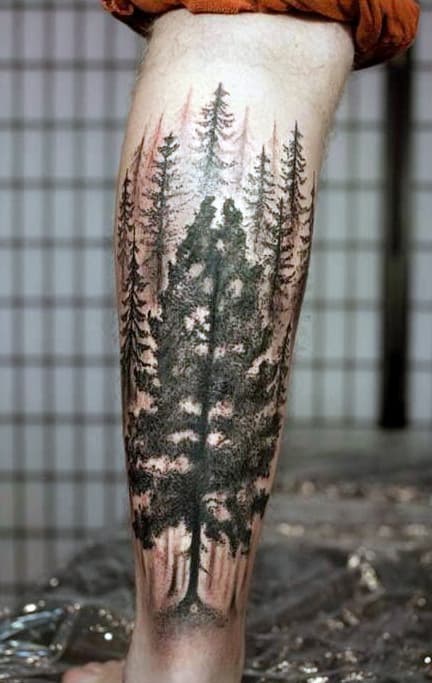 Cool Men's Pine Tree Ink Tattoo