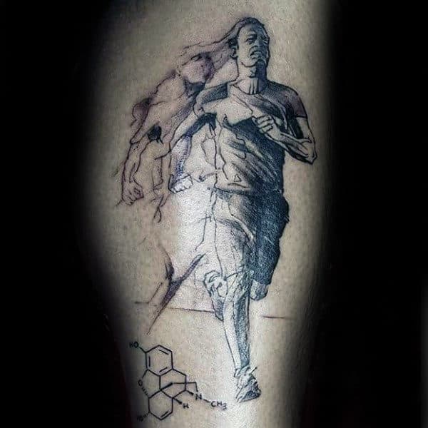 Cool Mens Runners High Chemical Tattoo On Leg