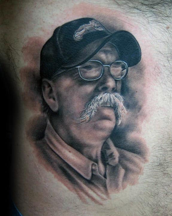 Cool Mens Shaded Portrait Of Grandpa On Chest