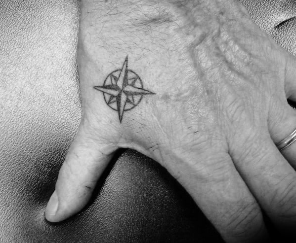 Cool Mens Small Nautical Star Tattoo On Hands