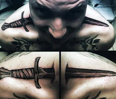 Cool Mens Sword Tattoos On Shoulders