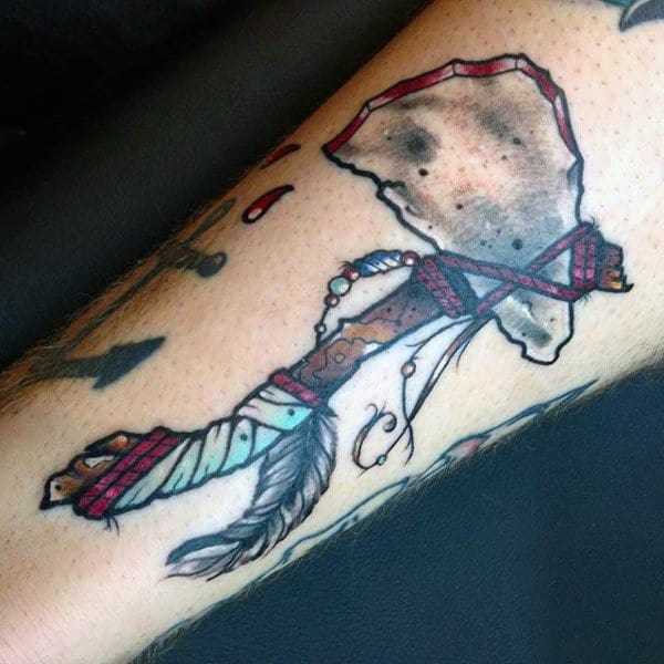 Cool Mens Tomahawk Tattoo On Arm