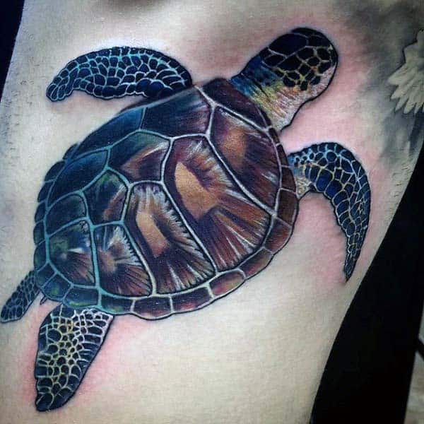 Cool Mens Turtle Tattoo On Arm