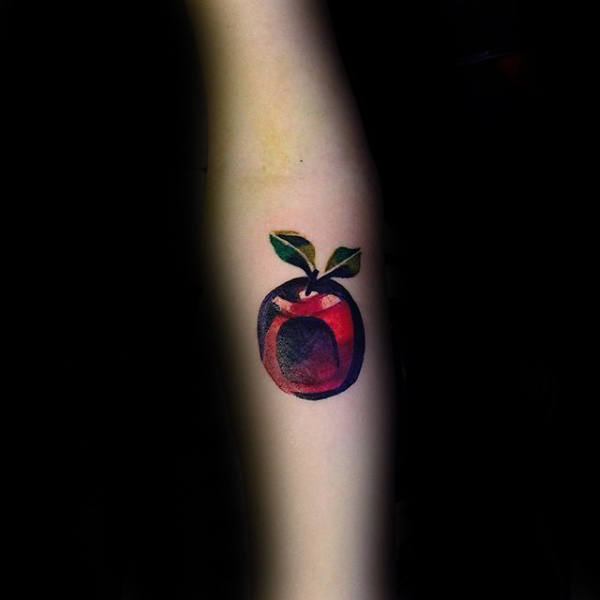 Cool Metallic Mens Forearm Apple Tattoos