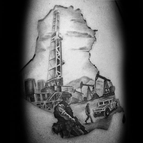 Cool Military Oilfield Mens Arm Tattoo Designs