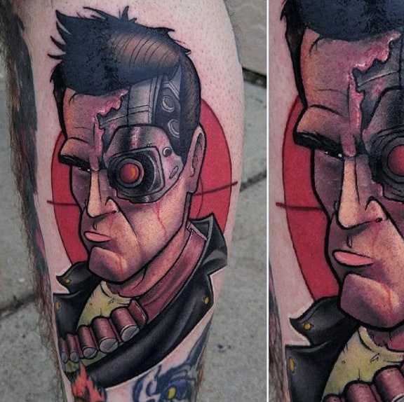 Cool Modern Terminator Mens Tattoo Of Arnold Schwarzenegger