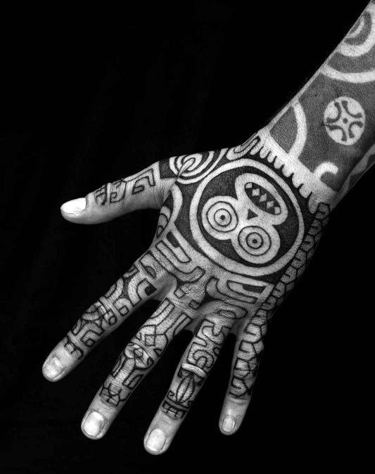 Cool Monkey Tribal Male Hand Tattoo