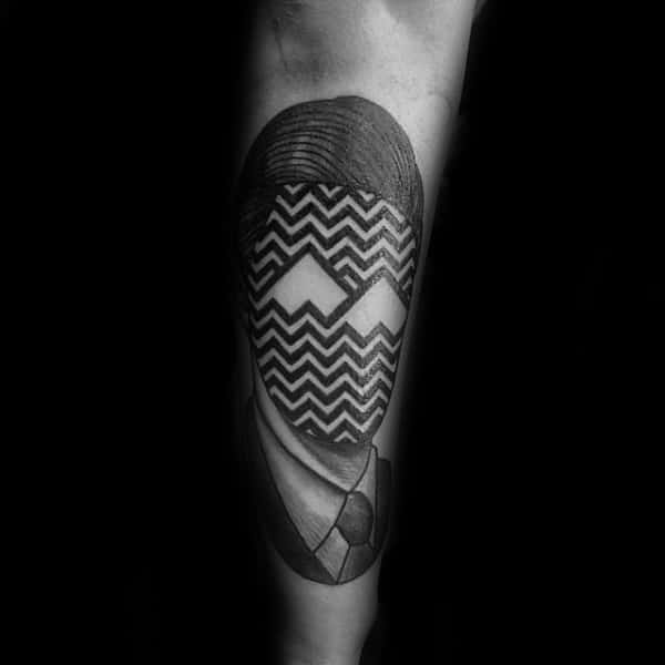 Cool Mountains Pattern Twin Peaks Male Outer Forearm Tattoo Design Ideas